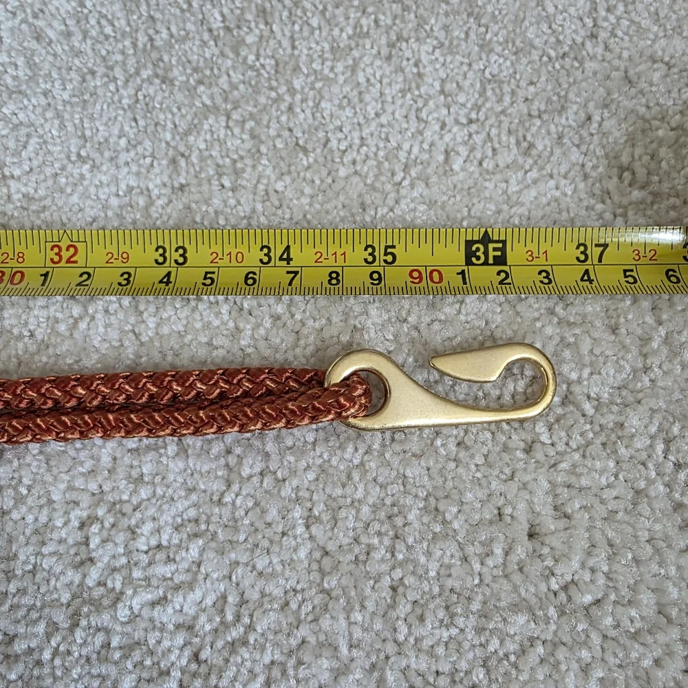 Nylon Belt With Wood Beads And Gold Accents